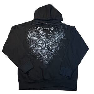 Y2K Miami Ink Hoodie Men’s Medium Skeleton Goth Grunge ( See Measurements )